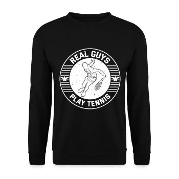 Tennis Player Tennis Game - Real guys play Tennis - Unisex Pullover - Schwarz - Vorne - Alina (178cm) & Michal (187cm)