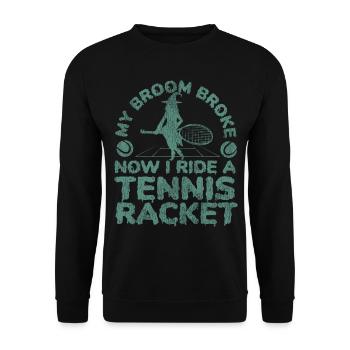 Funny Tennis Player Racket - Unisex Pullover - Schwarz - Vorne - Alina (178cm) & Michal (187cm)