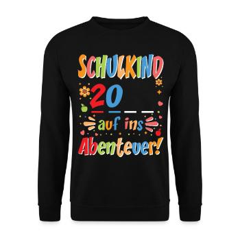 Écolier 202X parti à l’aventure Schulst - Sweat-shirt Unisexe - noir - Devant - Alina (178cm) & Michal (187cm)