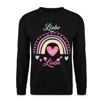 Liebe ist Liebe Regenbogen Herz Vielfalt - Unisex Pullover - Schwarz - Vorne - Alina (178cm) & Michal (187cm)