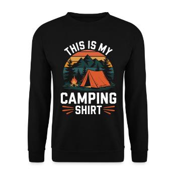 This is my Camping Shirt Campen - Unisex Sweatshirt - black - Front - Alina (178cm) & Michal (187cm)
