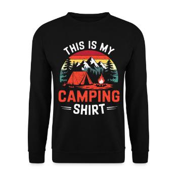This is my Camping Shirt Campen - Unisex Sweatshirt - black - Front - Alina (178cm) & Michal (187cm)