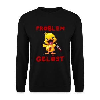 Problem solved - Duck with knife Halloween - Unisex Sweatshirt - black - Front - Alina (178cm) & Michal (187cm)