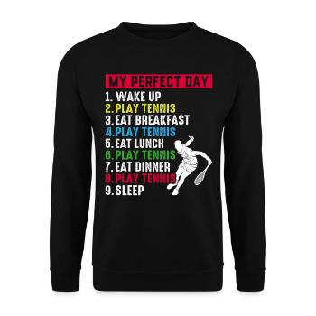 My Perfect Day Tennis Player - Tennis Day Plan - Unisex Pullover - Schwarz - Vorne - Alina (178cm) & Michal (187cm)