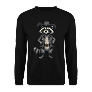 Raccoon, Cowboy, Western, Country - Unisex Sweatshirt - black - Front - Alina (178cm) & Michal (187cm)
