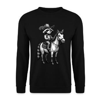 Raton laveur, Cow-boy, Western, Pays, Cheval - Sweat-shirt Unisexe - noir - Devant - Alina (178cm) & Michal (187cm)