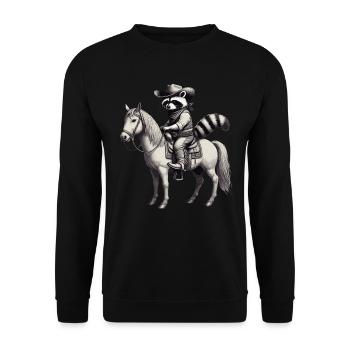 Raton laveur, Cow-boy, Western, Pays, Cheval - Sweat-shirt Unisexe - noir - Devant - Alina (178cm) & Michal (187cm)