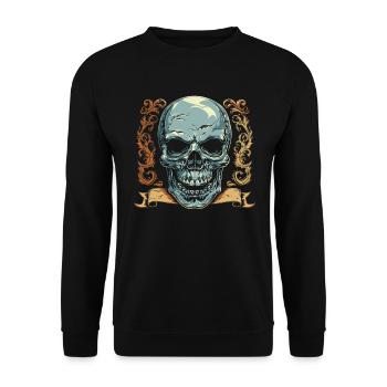 Crâne Halloween Ornement Bannière - Totenschädel - Sweat-shirt Unisexe - noir - Devant - Alina (178cm) & Michal (187cm)