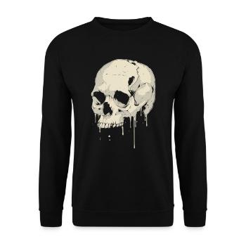 Crâne Halloween Drop Look - Crâne Squelette - Sweat-shirt Unisexe - noir - Devant - Alina (178cm) & Michal (187cm)