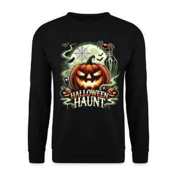 Kürbisparade: Halloween Spruch - Unisex Pullover - Schwarz - Vorne - Alina (178cm) & Michal (187cm)