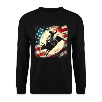 Rodeo, Cowboy, Western, Bull, Bull, USA Flag - Unisex Sweatshirt - black - Front - Alina (178cm) & Michal (187cm)