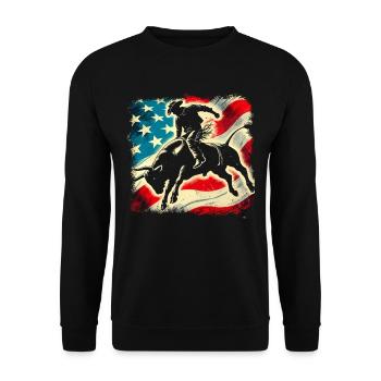 Rodeo, Cowboy, Western, Bull, Bull, USA Flag - Unisex Sweatshirt - black - Front - Alina (178cm) & Michal (187cm)