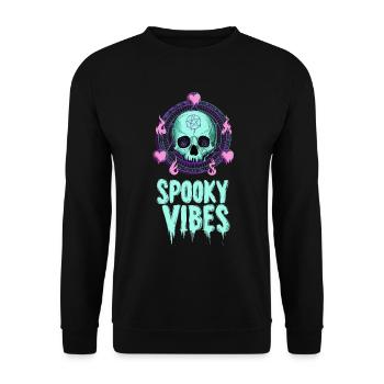 Pentagramme et crâne Halloween Design - Sweat-shirt Unisexe - noir - Devant - Alina (178cm) & Michal (187cm)