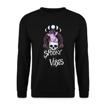 Chat avec chapeau de sorcière et conception de crâne - Sweat-shirt Unisexe - noir - Devant - Alina (178cm) & Michal (187cm)