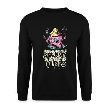 Lapin en peluche dans une coupe crâne avec des bonbons - Sweat-shirt Unisexe - noir - Devant - Alina (178cm) & Michal (187cm)
