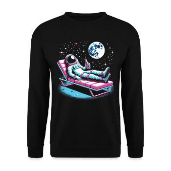 Astronaut in space, space planet earth chilling - Unisex Sweatshirt - black - Front - Alina (178cm) & Michal (187cm)