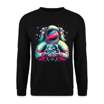 Astronaut in space, space, planet, earth - Unisex Sweatshirt - black - Front - Alina (178cm) & Michal (187cm)