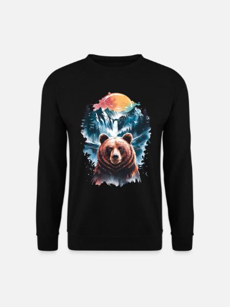 Braunbär Wasserfarben Bär Natur Grizzlybär Bären - Unisex Pullover - Schwarz