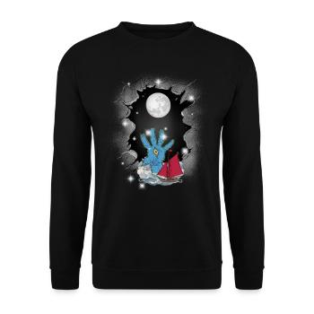 Halloween Segelschiff maritim Seefahrt Seemänner - Unisex Pullover - Schwarz - Vorne - Alina (178cm) & Michal (187cm)