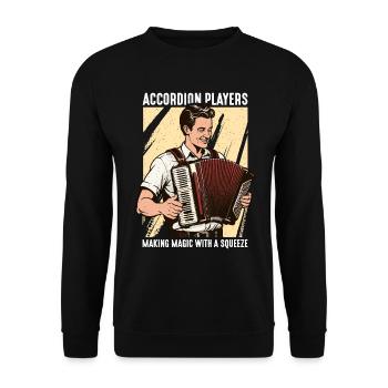 Accordéonistes fabriquant un instrument à vent magique - Sweat-shirt Unisexe - noir - Devant - Alina (178cm) & Michal (187cm)