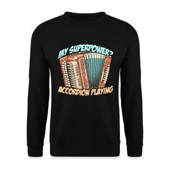 Accordéon My Superpower Instrument à vent accordéon - Sweat-shirt Unisexe - noir - Devant - Alina (178cm) & Michal (187cm)