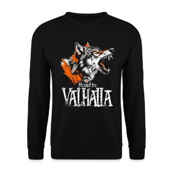 Roaring Wolf Road to Valhalla Orange - Unisex Sweatshirt - black - Front - Alina (178cm) & Michal (187cm)