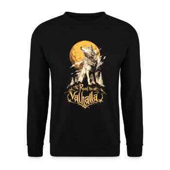 Wolf Road to Valhalla Nature Moon - Unisex Sweatshirt - black - Front - Alina (178cm) & Michal (187cm)