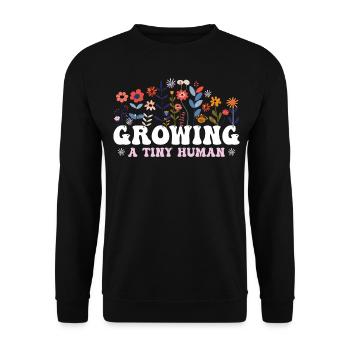 Anbau einer winzigen menschlichen Boho-Blume Blumenschwanger - Unisex Pullover - Schwarz - Vorne - Alina (178cm) & Michal (187cm)