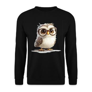 Cute owl with glasses - Unisex Sweatshirt - black - Front - Alina (178cm) & Michal (187cm)