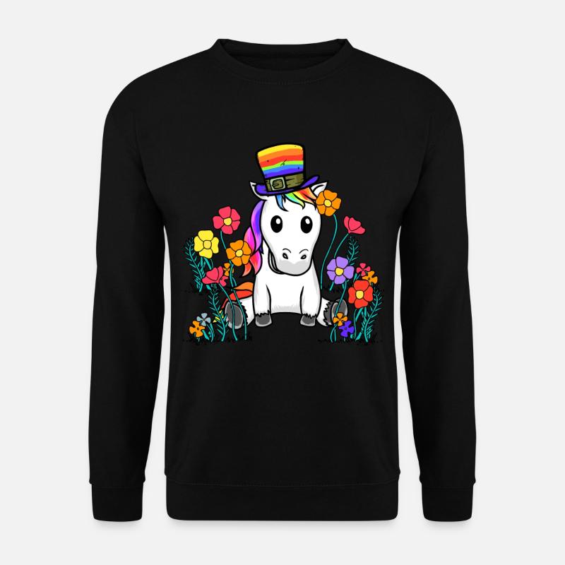LGBT Einhorn Pferd Einhörner Regenbogen Blume - Unisex Pullover - Schwarz