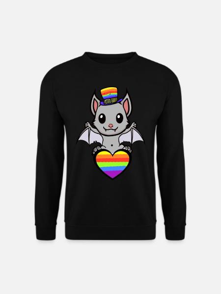 Halloween Rainbow Bat LGBT Heart - Unisex Sweatshirt - black