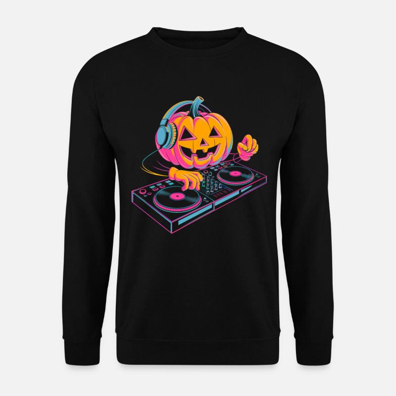 DJ Pumpkin Turns Halloween Beats Design - Unisex Sweatshirt - black
