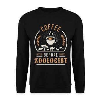 Zoologist Coffee Before Ornithologist Coffee Lover - Unisex Sweatshirt - black - Front - Alina (178cm) & Michal (187cm)