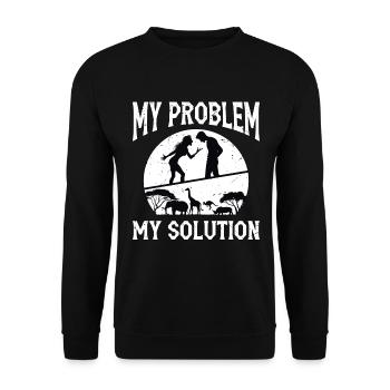 Zoologiste Mon problème Ma solution Pictogramme Papa Maman - Sweat-shirt Unisexe - noir - Devant - Alina (178cm) & Michal (187cm)