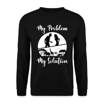 Zoologiste Mon problème Ma solution Pictogramme Maman Papa - Sweat-shirt Unisexe - noir - Devant - Alina (178cm) & Michal (187cm)