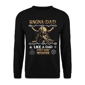 RAGNA-DAD Mighty Viking for Father's Day - Unisex Sweatshirt - black - Front - Alina (178cm) & Michal (187cm)