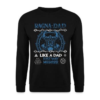 RAGNA-DAD Blue Viking Helmet for Father's Day - Unisex Sweatshirt - black - Front - Alina (178cm) & Michal (187cm)