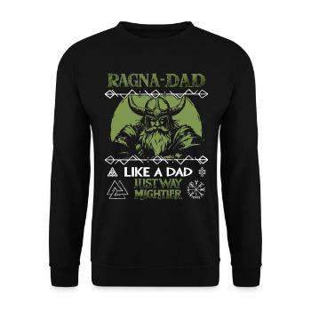 RAGNA-DAD Green Viking helmet for strong fathers - Unisex Sweatshirt - black - Front - Alina (178cm) & Michal (187cm)