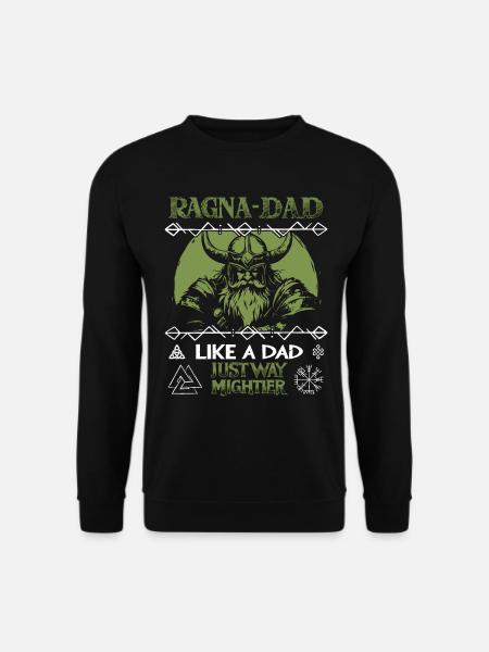 RAGNA-DAD Grüner Wikingerhelm für starke Väter - Unisex Pullover - Schwarz