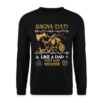 RAGNA-DAD Viking with Axe for Father's Day - Unisex Sweatshirt - black - Front - Alina (178cm) & Michal (187cm)