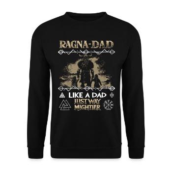 RAGNA-DAD Wikinger mit Kindern für den Vatertag - Unisex Pullover - Schwarz - Vorne - Alina (178cm) & Michal (187cm)