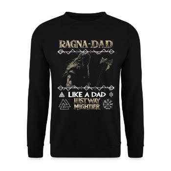 RAGNA-DAD Viking with Axe for Father's Day - Unisex Sweatshirt - black - Front - Alina (178cm) & Michal (187cm)