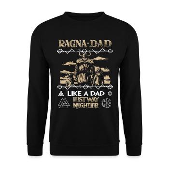 RAGNA-DAD Wikinger mit Kindern für starke Väter - Unisex Pullover - Schwarz - Vorne - Alina (178cm) & Michal (187cm)
