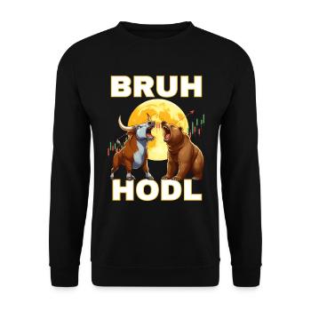 Chemises crypto Bull Bear HODL - Sweat-shirt Unisexe - noir - Devant - Alina (178cm) & Michal (187cm)