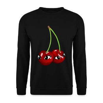 Cherry Cherries Eyes Face Fruit Fruits Summer - Unisex Sweatshirt - black - Front - Alina (178cm) & Michal (187cm)