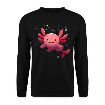 Cute Kawaii Axolotl Underwater for Fans - Unisex Sweatshirt - black - Front - Alina (178cm) & Michal (187cm)