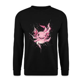 Axolotl kawaii avec des éclairs pour les fans d’axolotl - Sweat-shirt Unisexe - noir - Devant - Alina (178cm) & Michal (187cm)