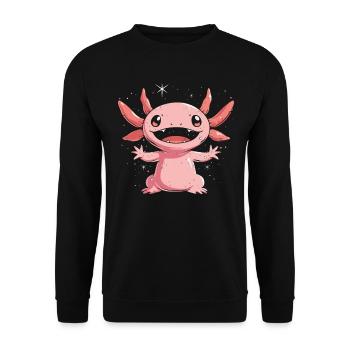 Axolotl Kawaii avec étoiles pour les enfants et les fans - Sweat-shirt Unisexe - noir - Devant - Alina (178cm) & Michal (187cm)