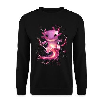 Axolotl lumineux avec électricité magique - Sweat-shirt Unisexe - noir - Devant - Alina (178cm) & Michal (187cm)