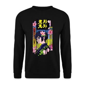 Woman Cyborg kanji japan yellow - Unisex Sweatshirt - black - Front - Alina (178cm) & Michal (187cm)